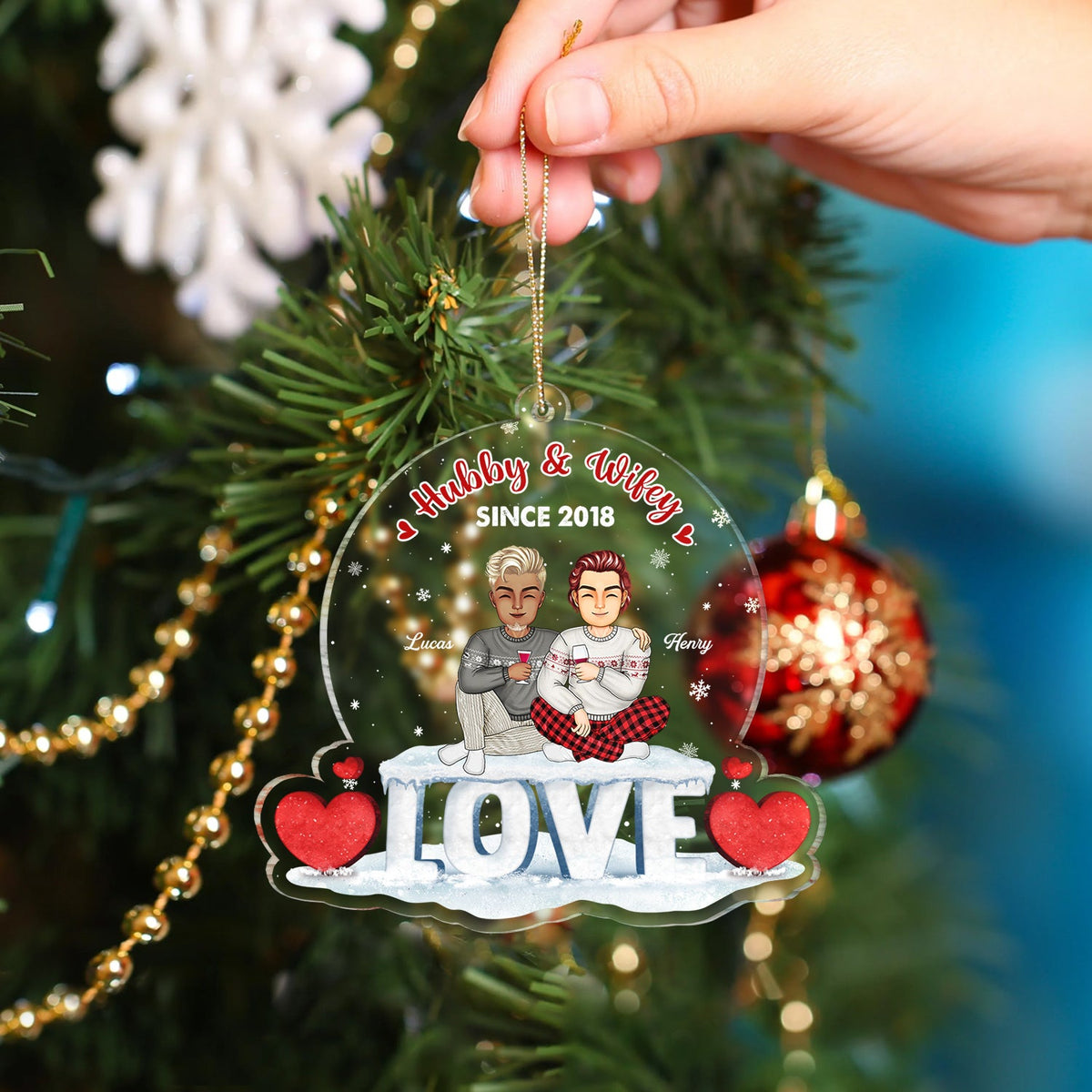 Christmas Family Couple Annoying Each Other Since - Gift For Couples - Personalized Custom Shaped Acrylic Ornament