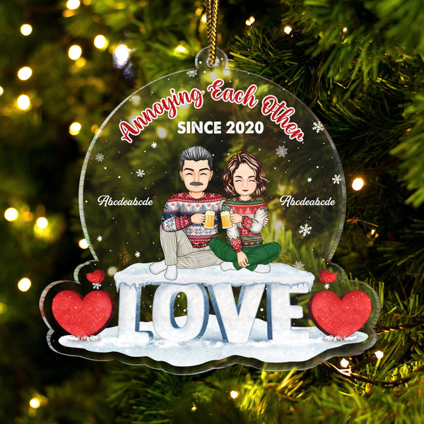 Couple de Noël s'agaçant mutuellement depuis - Cadeau pour couples - Décoration acrylique personnalisée en forme personnalisée