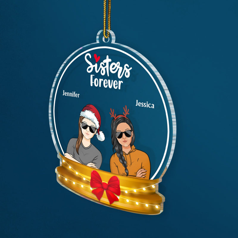 Siblings Forever Snow-globe - Christmas Gift For Family, Friends, Couple, Dad, Mom, Grandpa, Grandma - Personalized Custom Shaped Acrylic Ornament