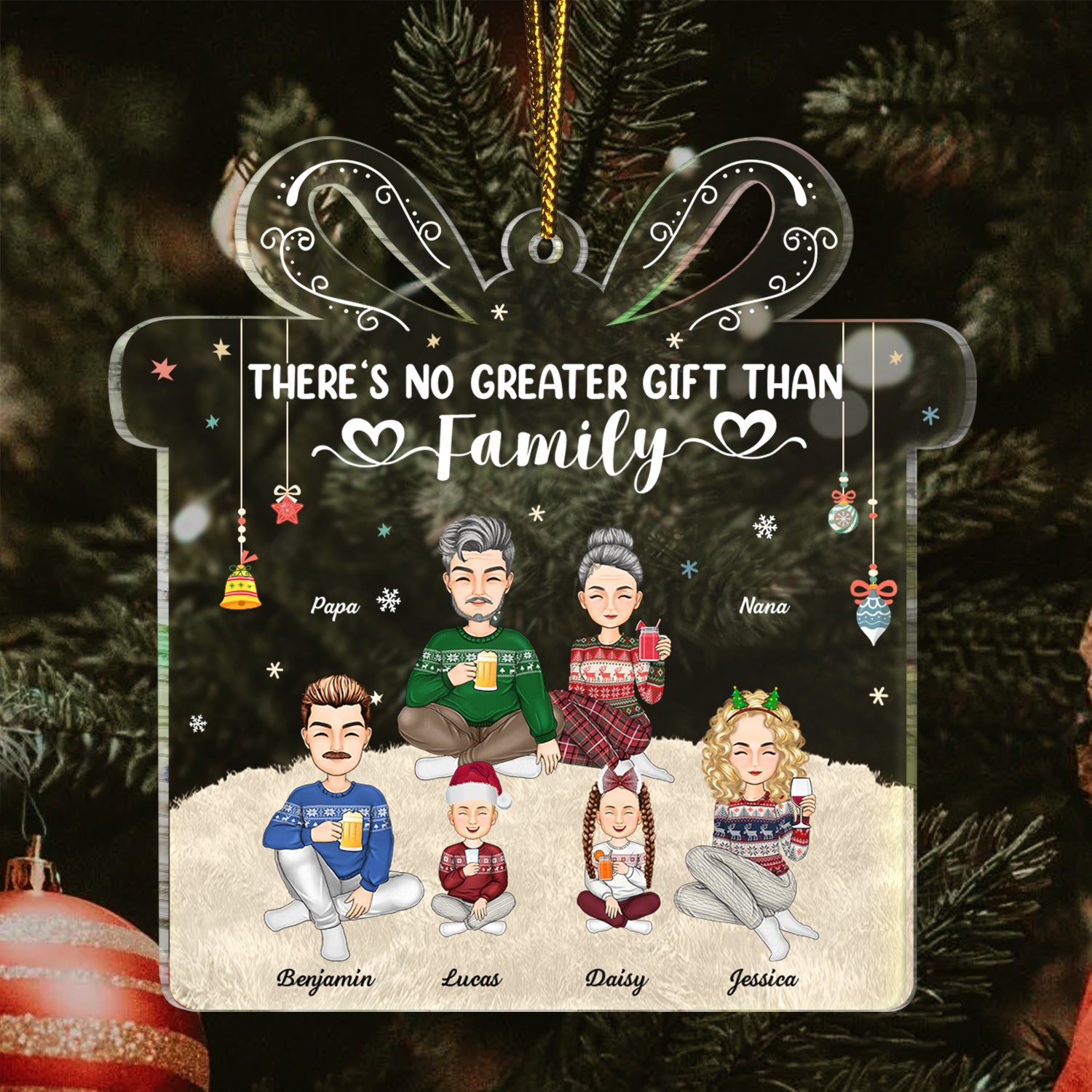 There's No Greater Gift Than Siblings Family - Christmas Gift For Family, Sisters, Brothers - Personalized Custom Shaped Acrylic Ornament