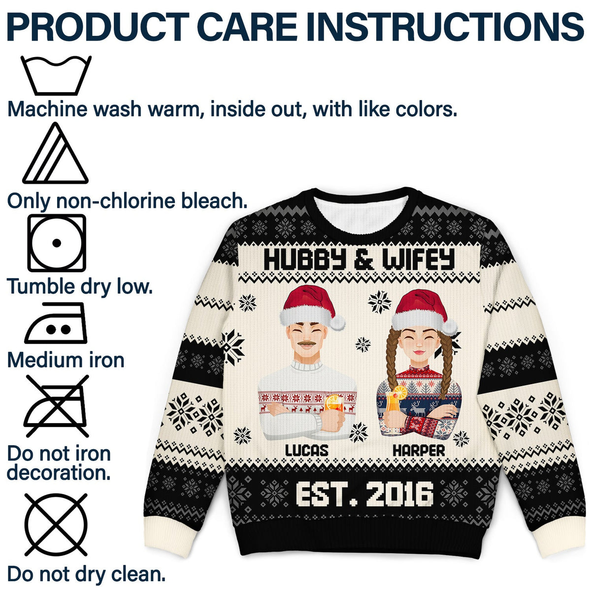 Hubby & Wifey - Anniversary, Christmas Gift For Couples, Husband, Wife - Personalized Unisex Ugly Sweater