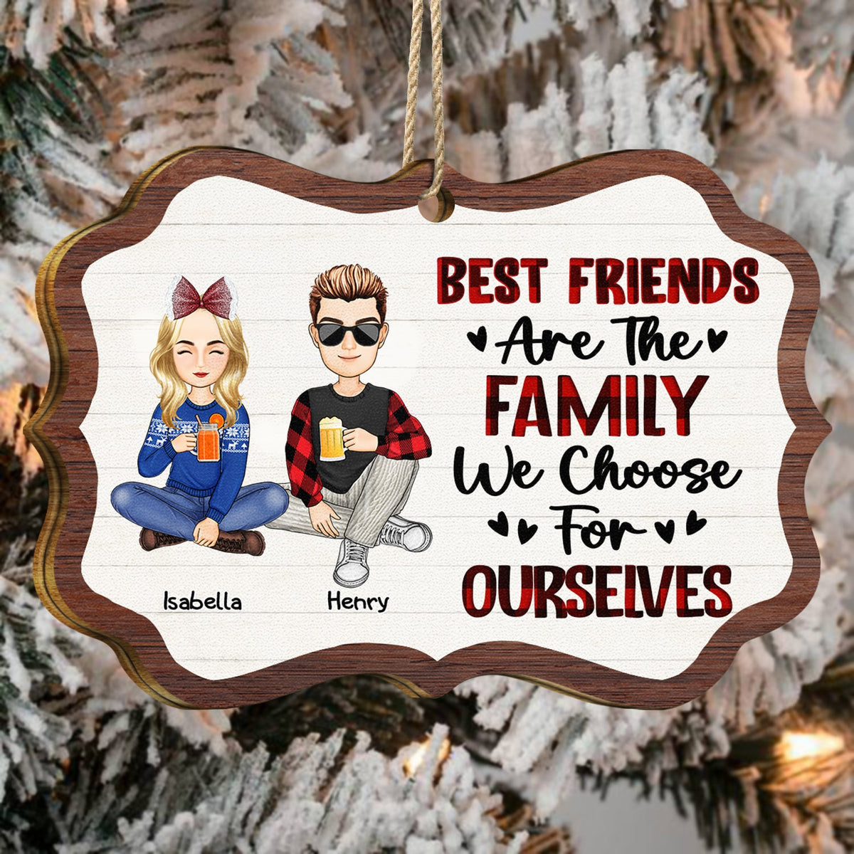 Best Friends Are The Family We Choose - Christmas Gifts For Besties - Personalized Medallion Wooden Ornament