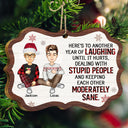 Rire jusqu'à en avoir mal - Cadeaux de Noël pour les meilleurs amis et les meilleures amies - Décoration en bois médaillon personnalisée