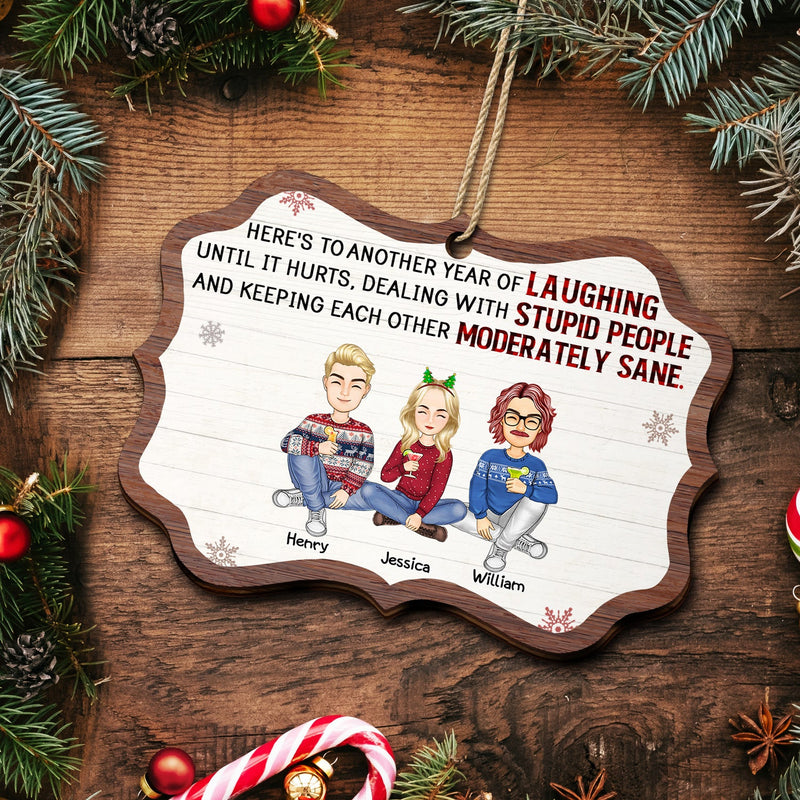 Rire jusqu'à en avoir mal - Cadeaux de Noël pour les meilleurs amis et les meilleures amies - Décoration en bois médaillon personnalisée