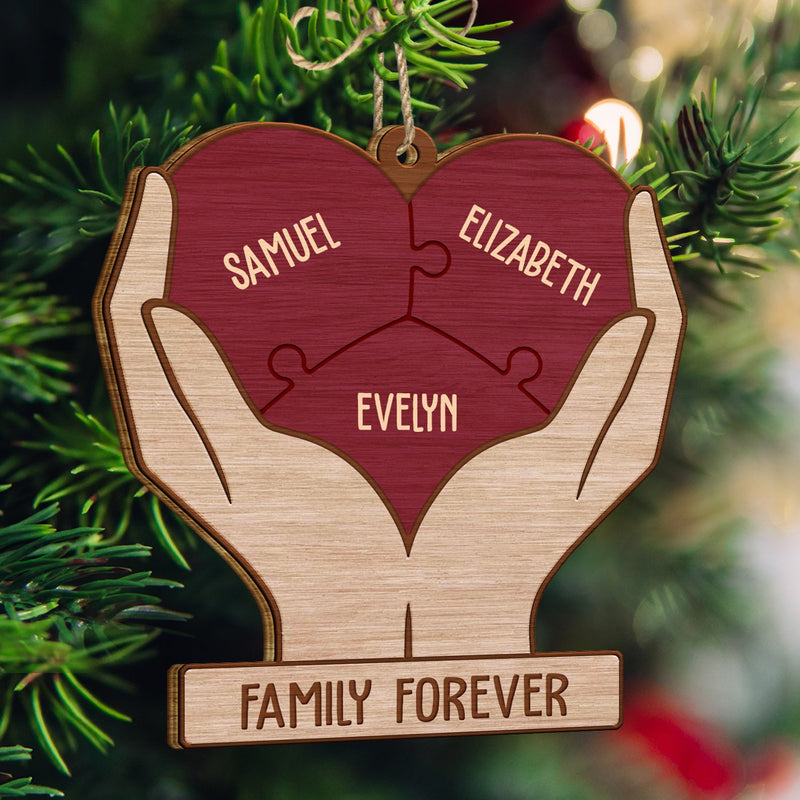 Heart Puzzle - Christmas Gifts For Family, Siblings - Personalized Custom Shaped Wooden Ornament