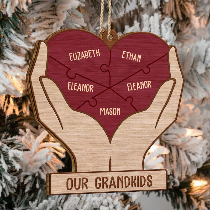 Heart Puzzle - Christmas Gifts For Family, Siblings - Personalized Custom Shaped Wooden Ornament