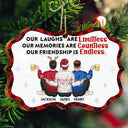 Our Laughs Are Limitless - Christmas Gifts For Besties, Best Friends - Personalized Medallion Wooden Ornament