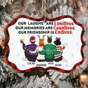 Our Laughs Are Limitless - Christmas Gifts For Besties, Best Friends - Personalized Medallion Wooden Ornament
