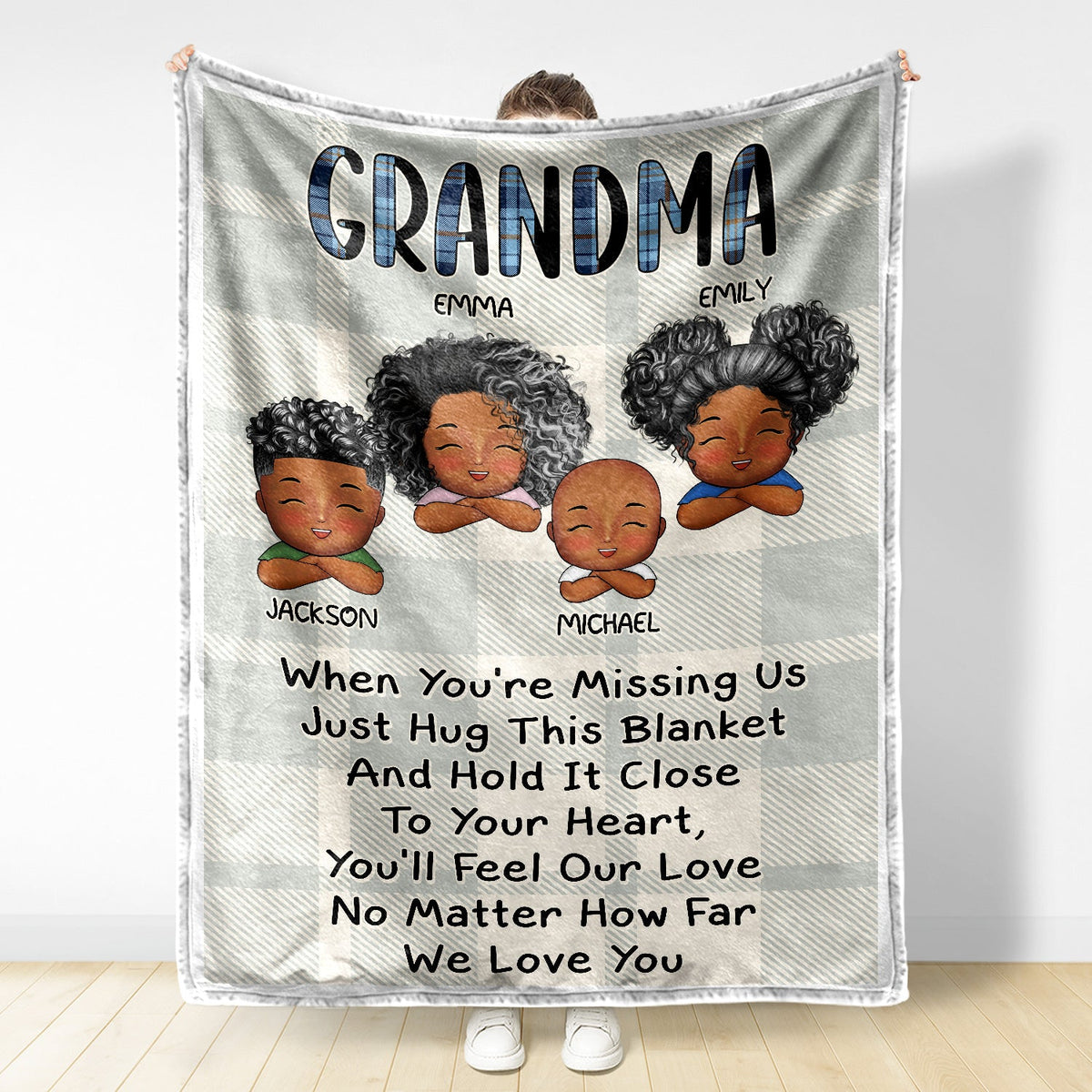 When You're Missing Us - Loving Gifts For Grandma, Grandmother, Mom - Personalized Fleece Blanket