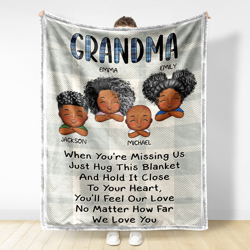 When You're Missing Us - Loving Gifts For Grandma, Grandmother, Mom - Personalized Fleece Blanket