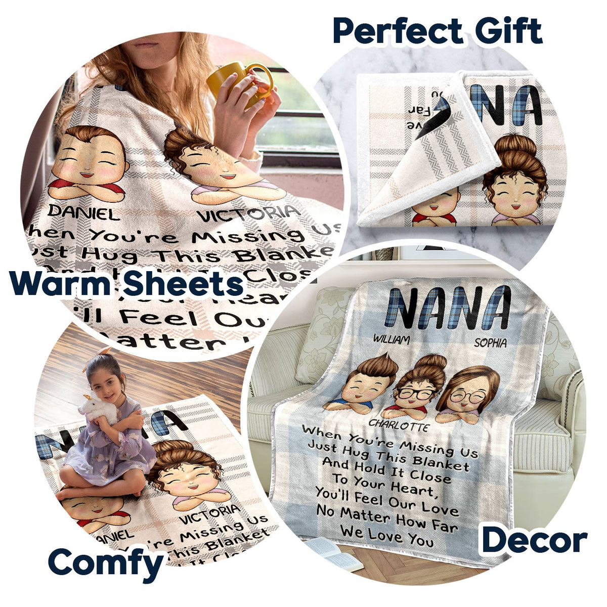 When You're Missing Us - Loving Gifts For Grandma, Grandmother, Mom - Personalized Fleece Blanket