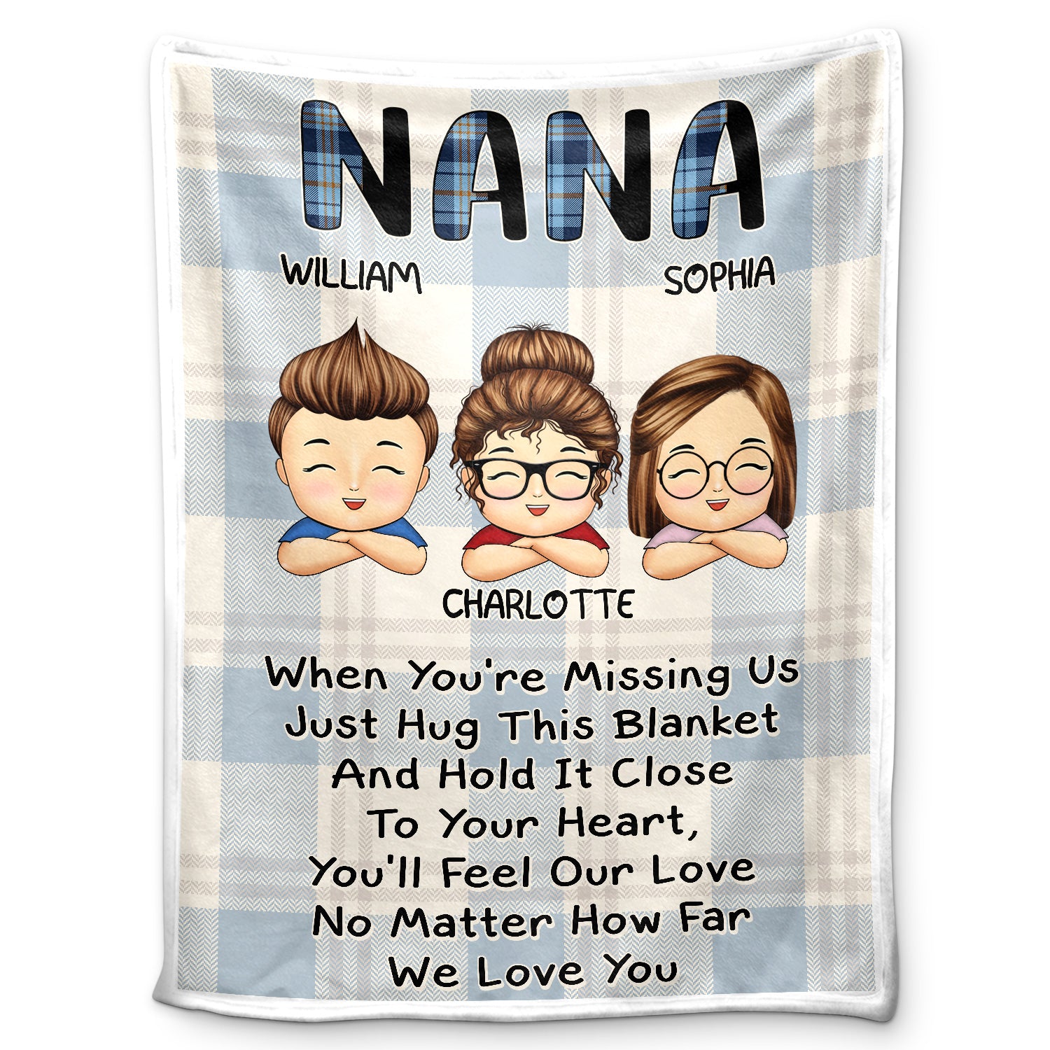 When You're Missing Us - Loving Gifts For Grandma, Grandmother, Mom - Personalized Fleece Blanket