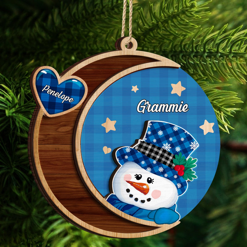 Grandma Snowman - Christmas, Loving Gift For Grandpa, Grandma, Grandparents - Personalized 2-Layered Wooden Ornament