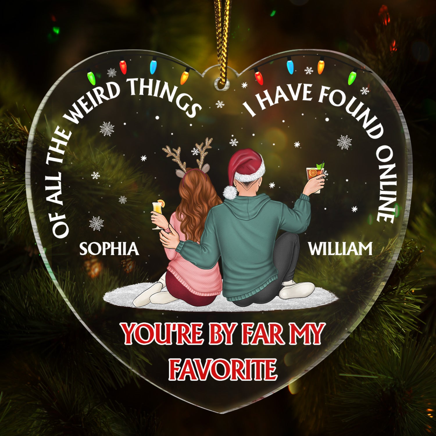 Of All The Weird Things - Christmas Gift For Couples, Husband, Wife - Personalized Custom Shaped Acrylic Ornament