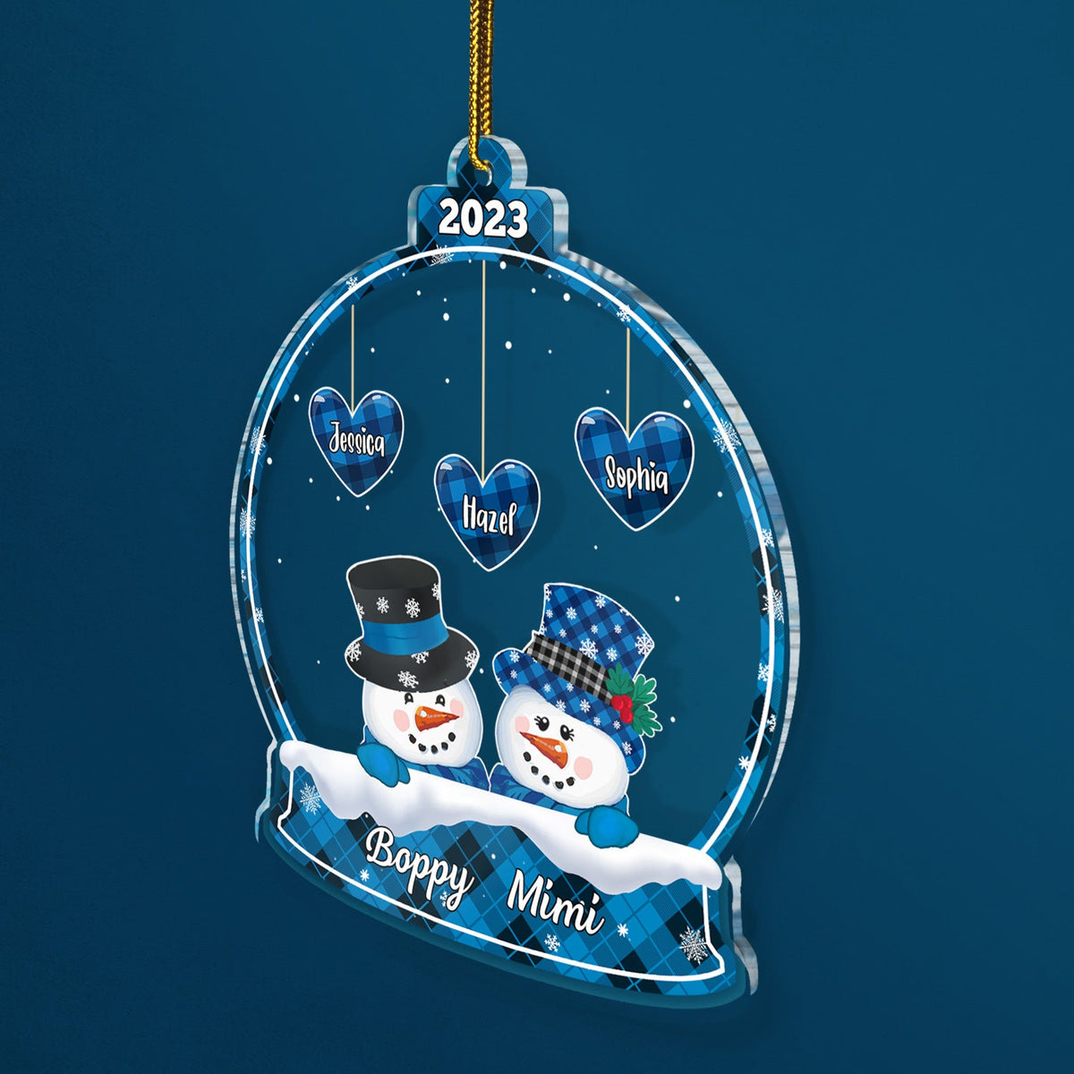 Papa Nana Snowman - Christmas, Loving Gift For Grandpa, Grandma, Grandparents - Personalized Custom Shaped Acrylic Ornament