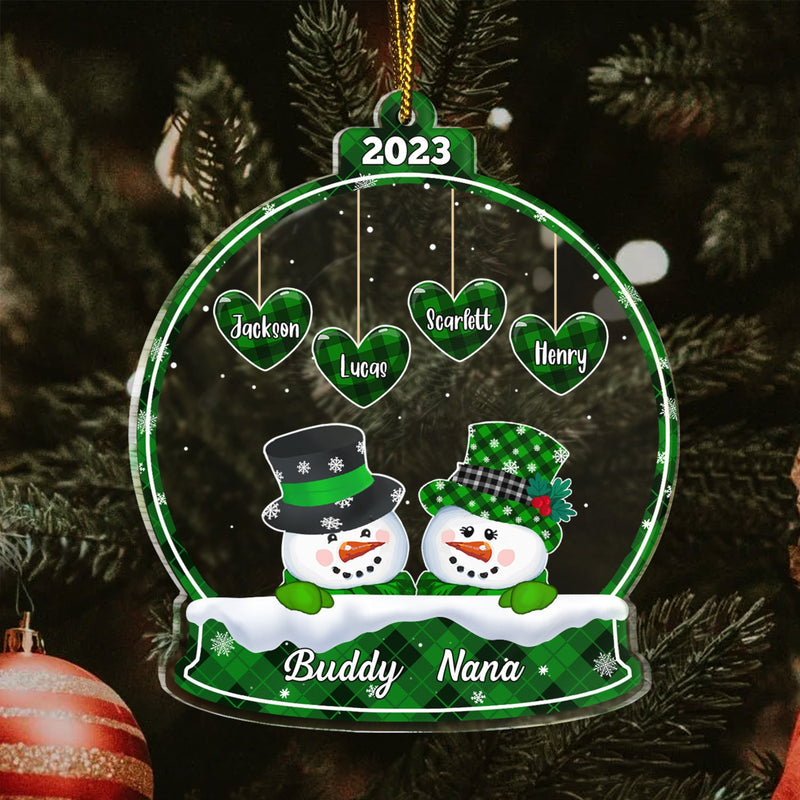 Papa Nana Snowman - Christmas, Loving Gift For Grandpa, Grandma, Grandparents - Personalized Custom Shaped Acrylic Ornament