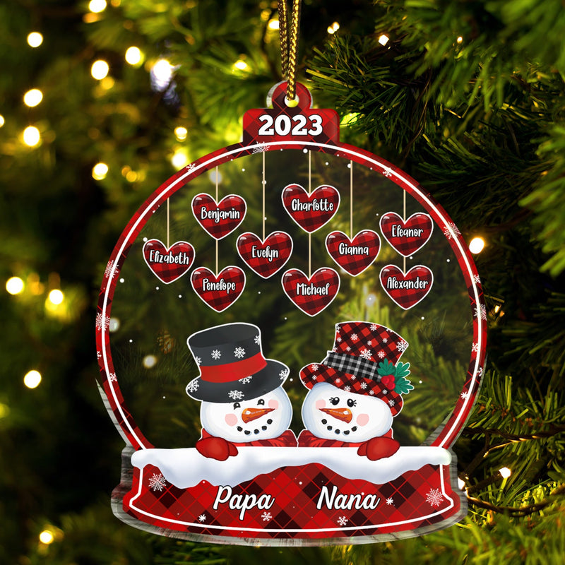 Papa Nana Snowman - Christmas, Loving Gift For Grandpa, Grandma, Grandparents - Personalized Custom Shaped Acrylic Ornament