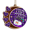 Bonhomme de neige « Je t'aime jusqu'à la lune et retour » - Cadeau de Noël pour grand-père, grand-mère, grands-parents - Décoration en bois personnalisée à 2 couches