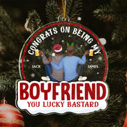 Congrats On Being My Husband Backside - Anniversary, Christmas Gift For Couples, Husband, Wife - Personalized Custom Shaped Acrylic Ornament