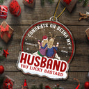 Félicitations pour être mon mari - Cadeau d'anniversaire, de Noël pour couples, mari, femme - Ornement acrylique personnalisé en forme personnalisée