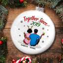 Ensemble depuis - Cadeau de Noël pour couples, mari, femme - Boule plate blanche personnalisée