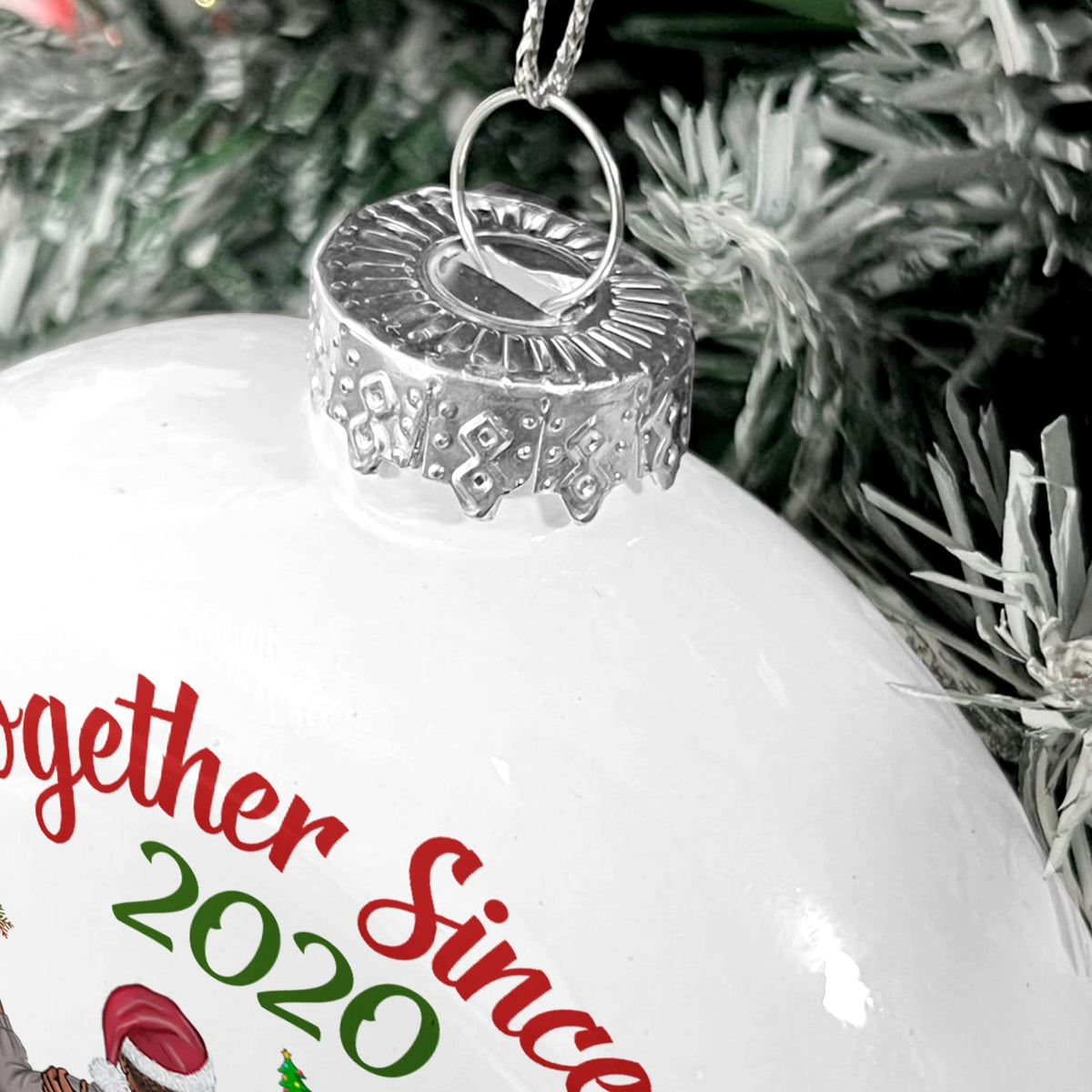 Ensemble depuis - Cadeau de Noël pour couples, mari, femme - Boule plate blanche personnalisée