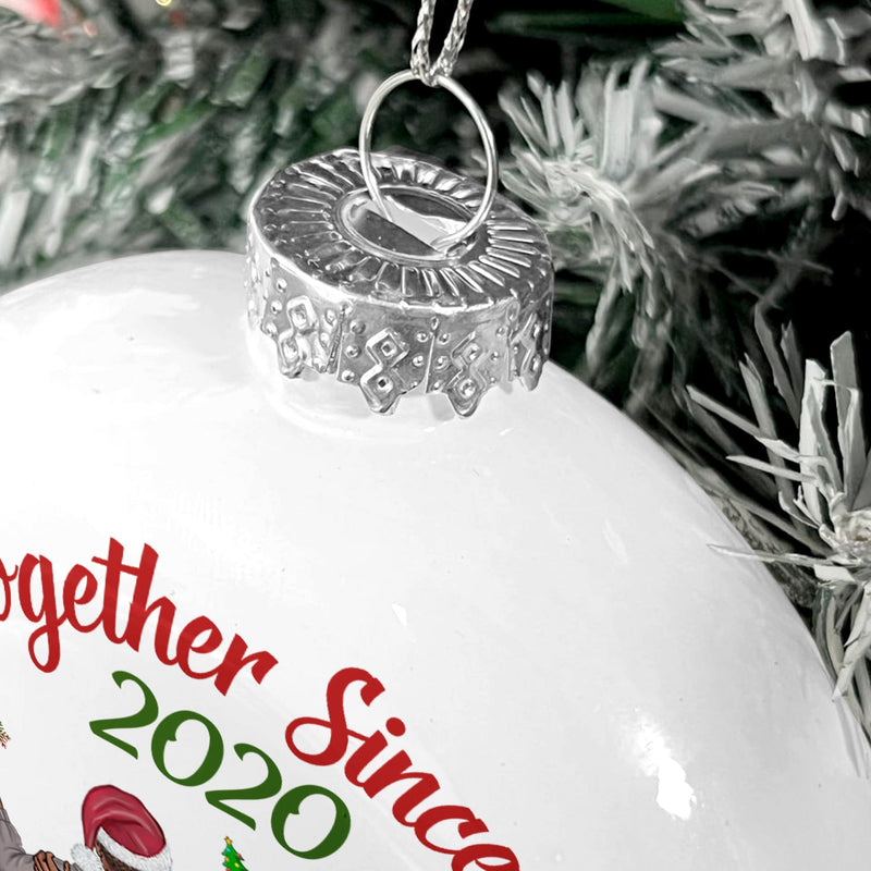 Ensemble depuis - Cadeau de Noël pour couples, mari, femme - Boule plate blanche personnalisée