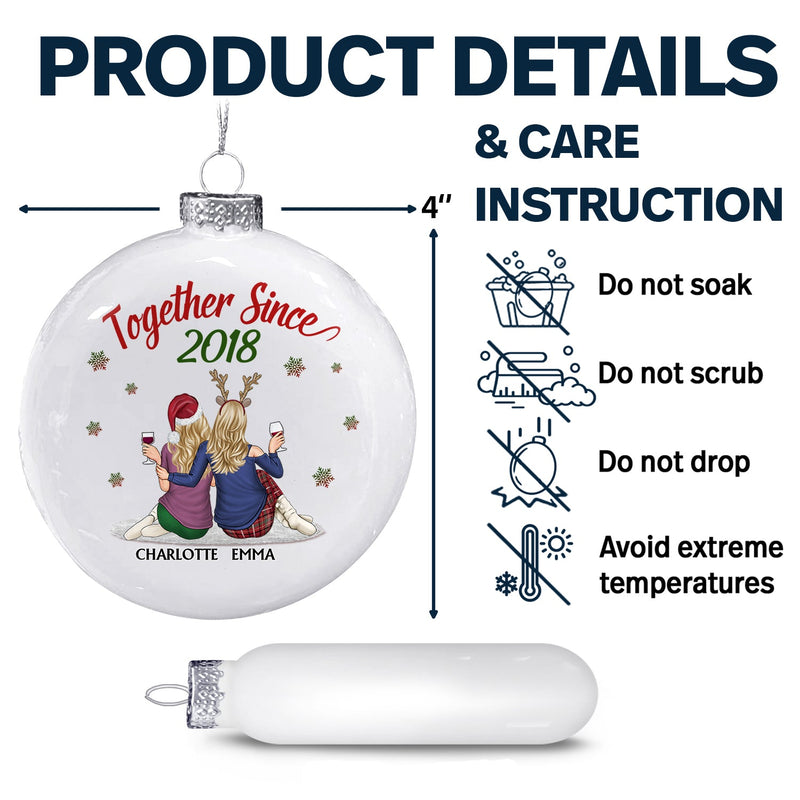 Ensemble depuis - Cadeau de Noël pour couples, mari, femme - Boule plate blanche personnalisée