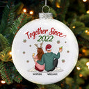 Ensemble depuis - Cadeau de Noël pour couples, mari, femme - Boule plate blanche personnalisée