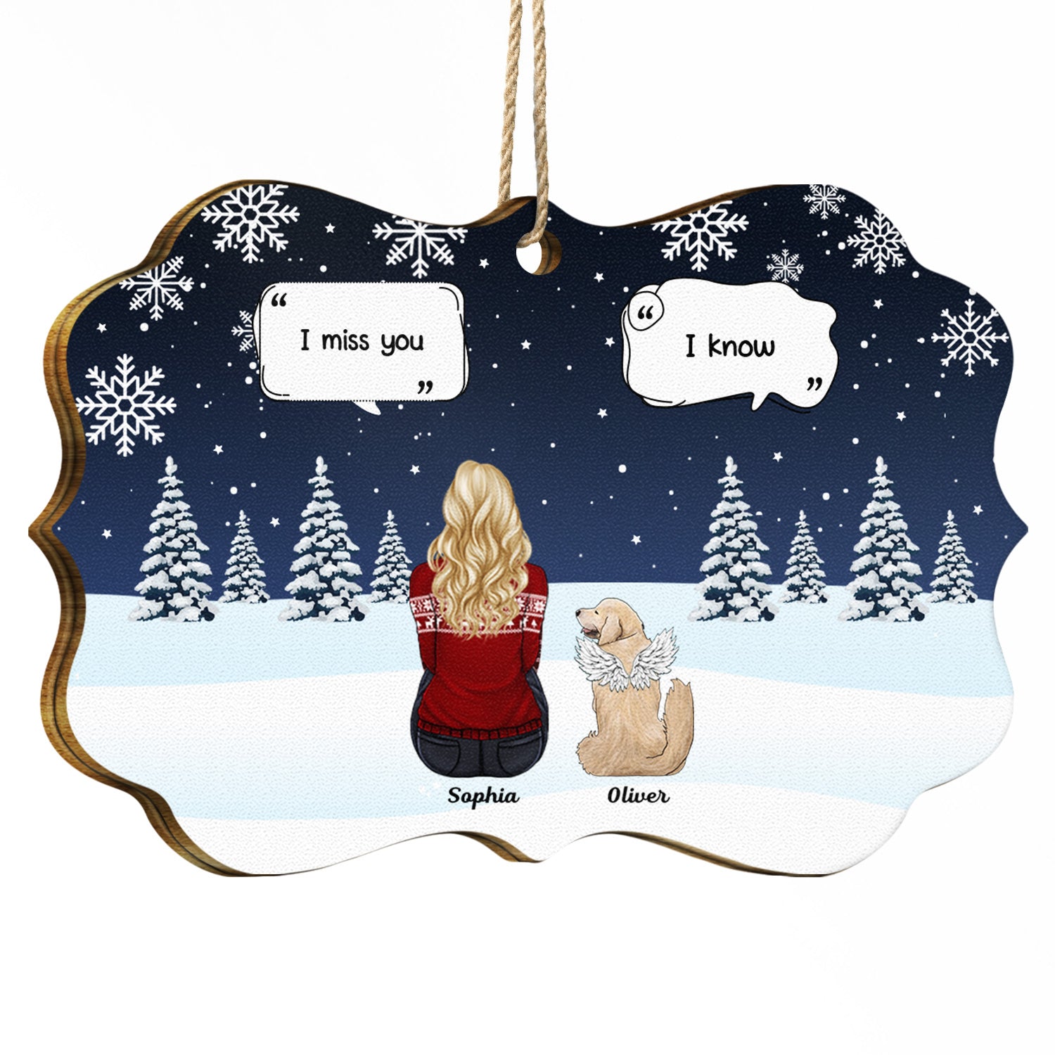 I Miss You - Christmas Memorial Gift For Pet Lovers, Dog Mom, Dog Dad, Cat Mom, Cat Dad - Personalized Medallion Wooden Ornament