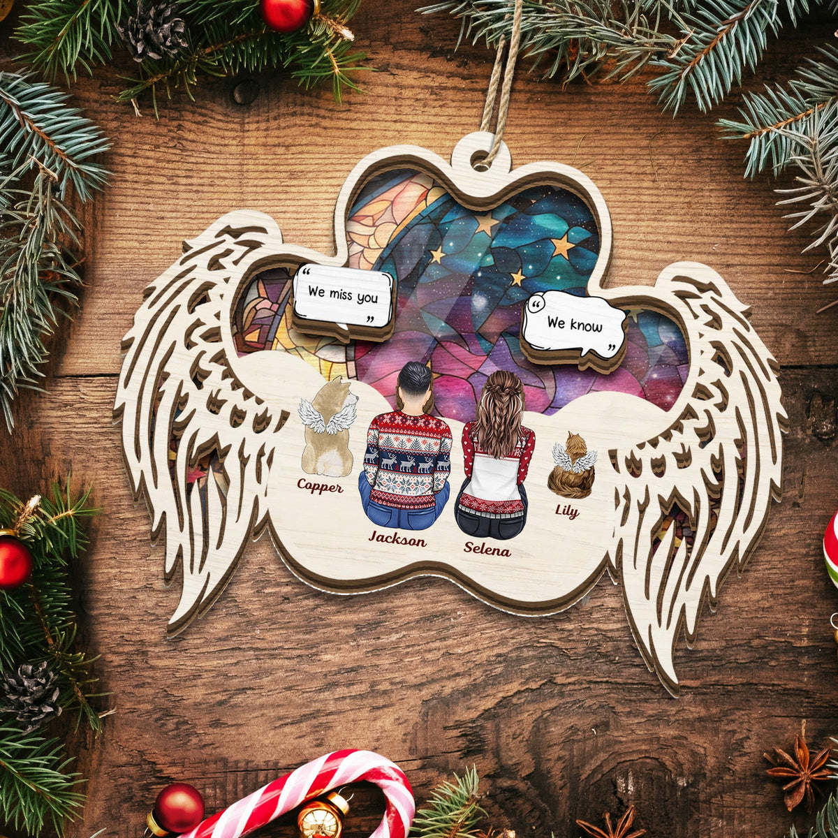 I Miss You - Christmas Memorial Gift For Pet Lovers, Dog Mom, Dog Dad, Cat Mom, Cat Dad - Personalized Suncatcher Ornament