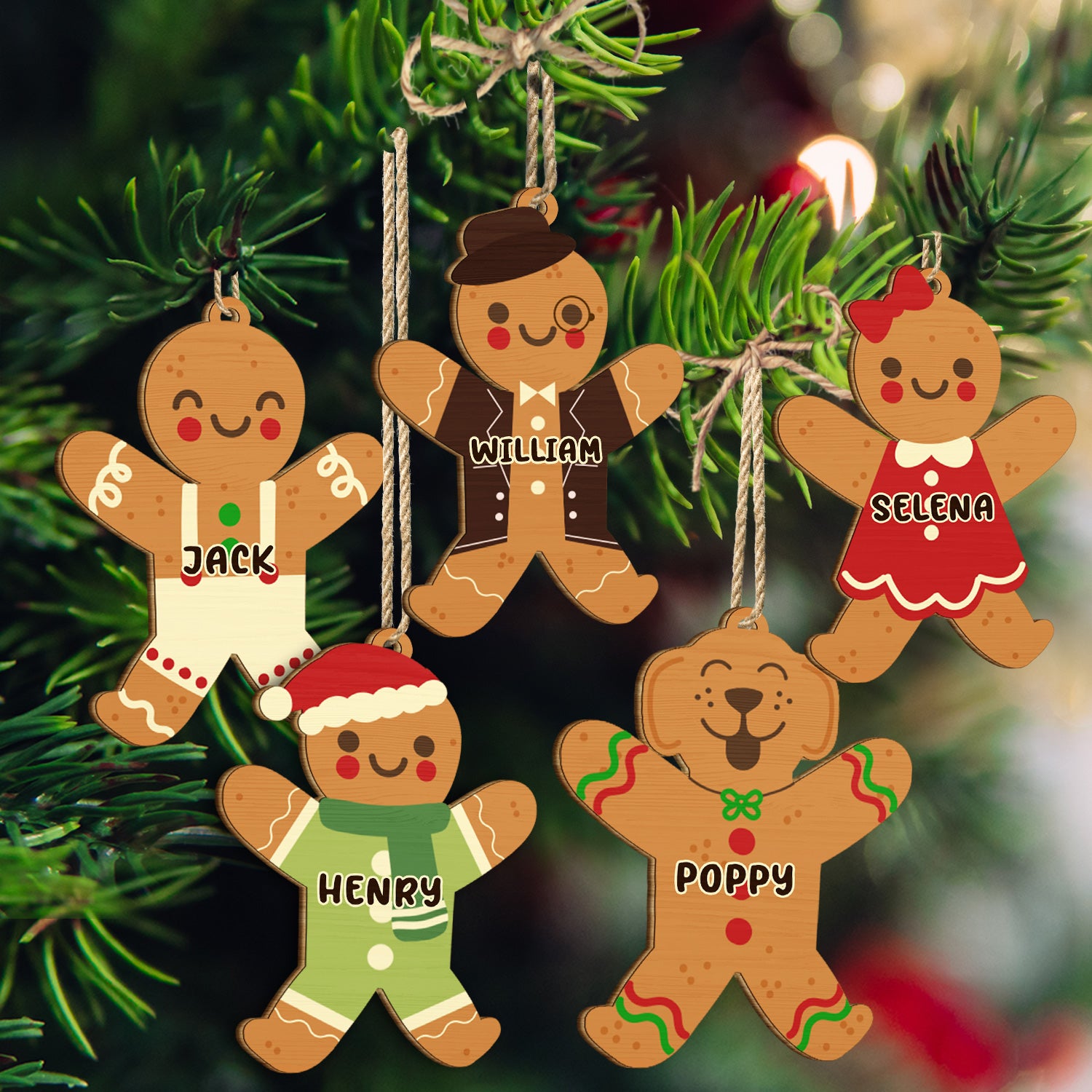 Set Family Cookies Perfect Batch Color - Christmas Gift For Parents, Grandparents, Pet Lovers - Personalized Wooden Cutout Ornament