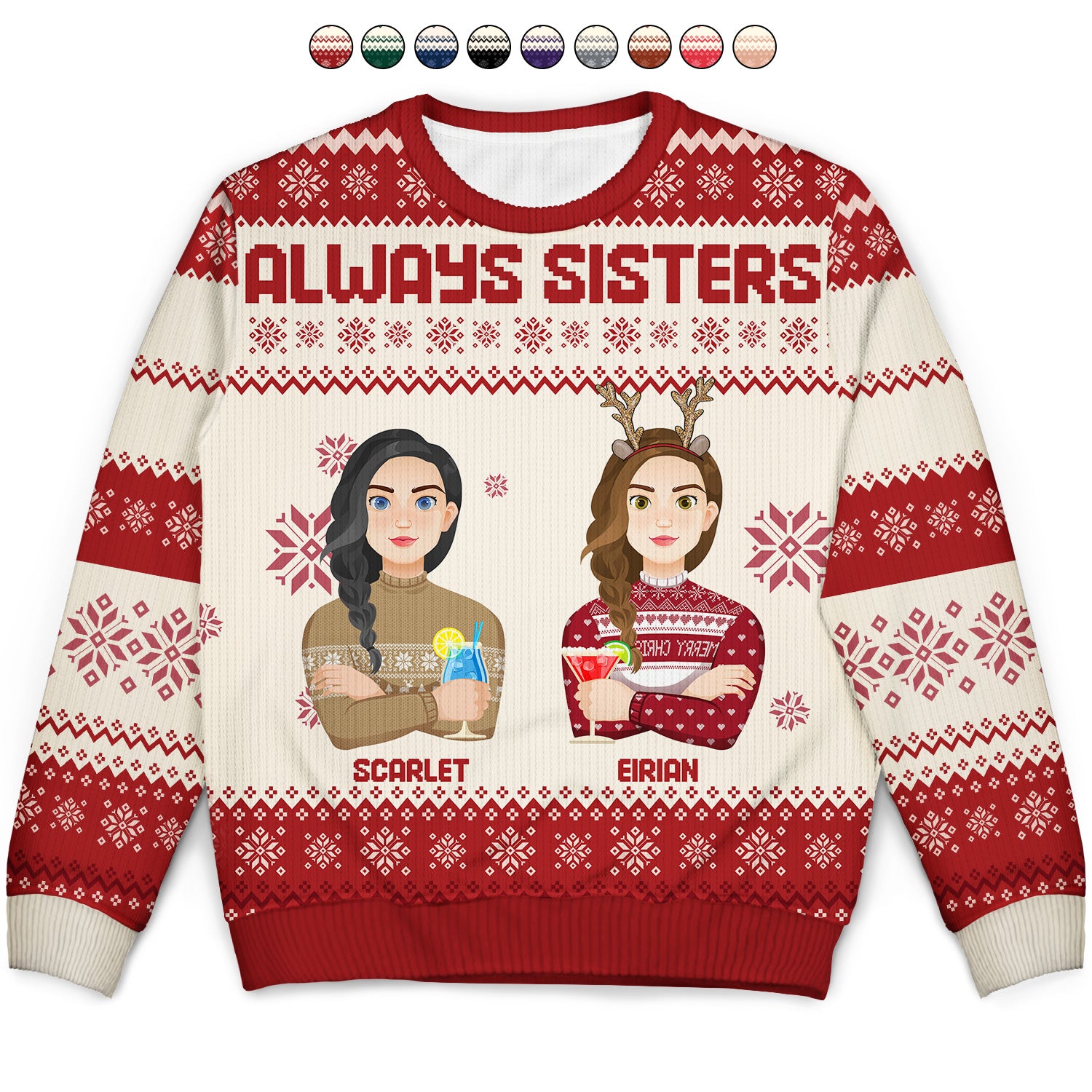 Flat Art - Christmas Gift For Bestie, Friend, Sibling, Family - Personalized Unisex Ugly Sweater