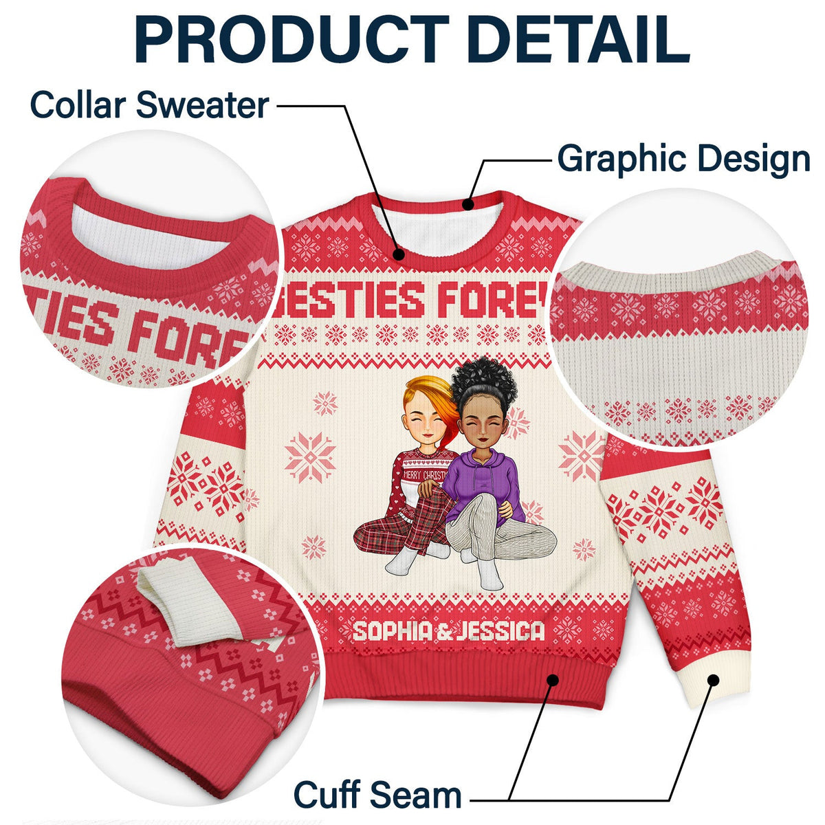 Cartoon Style Couple - Christmas Gift For Spouse, Husband, Wife - Personalized Unisex Ugly Sweater