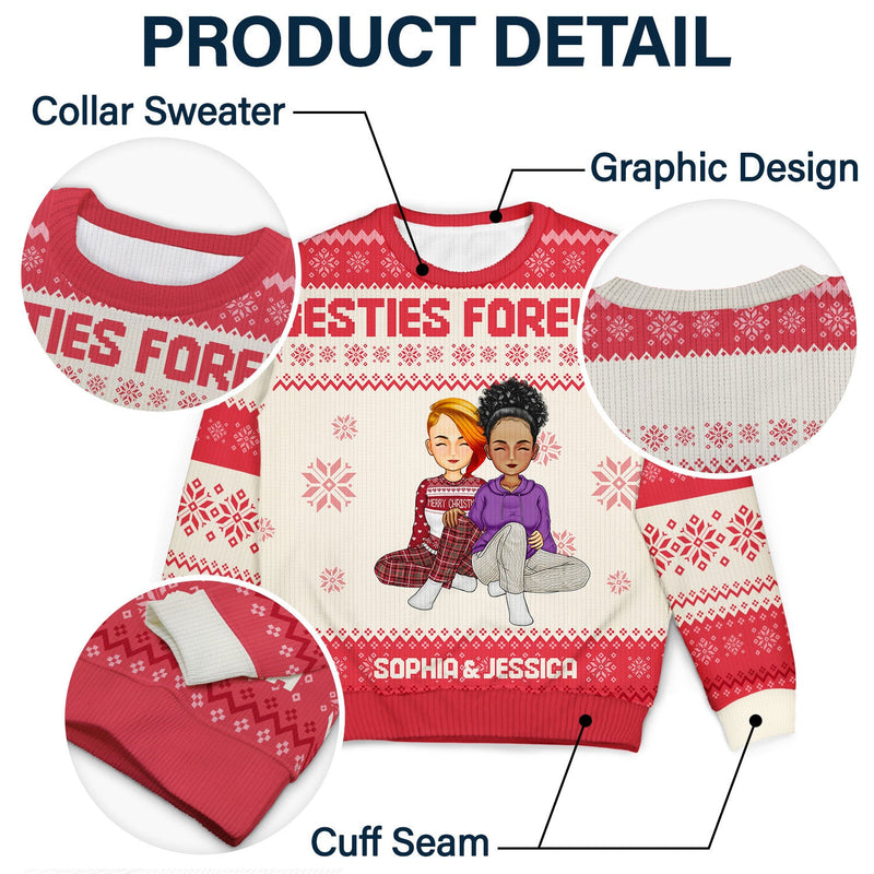 Cartoon Style Couple - Christmas Gift For Spouse, Husband, Wife - Personalized Unisex Ugly Sweater
