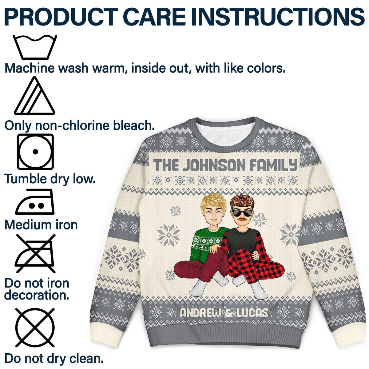 Cartoon Style Couple - Christmas Gift For Spouse, Husband, Wife - Personalized Unisex Ugly Sweater