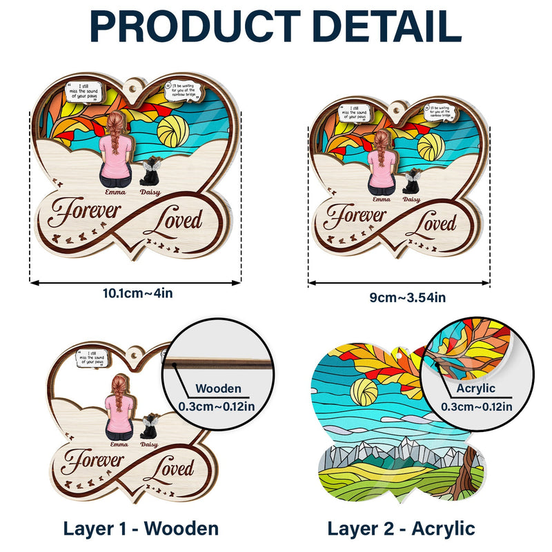 Forever Loved - Christmas Memorial Gift For Pet Lovers, Dog Mom, Dog Dad, Cat Mom, Cat Dad - Personalized Suncatcher Ornament