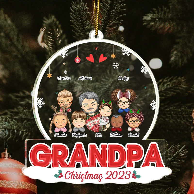 Grandkids Papa Daddy - Christmas Gift For Grandpa, Father, Uncle - Personalized Custom Shaped Acrylic Ornament