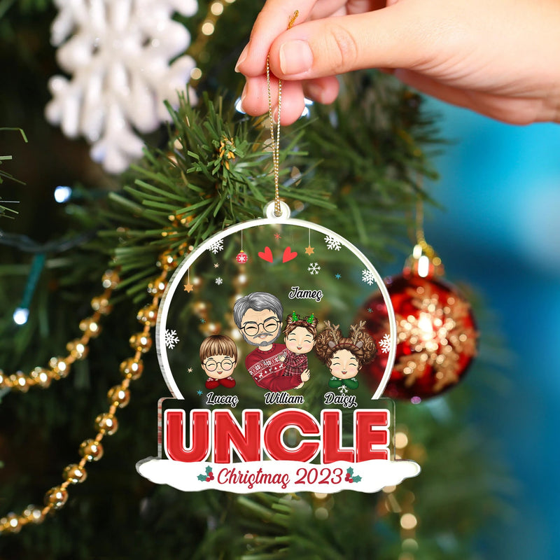 Grandkids Papa Daddy - Christmas Gift For Grandpa, Father, Uncle - Personalized Custom Shaped Acrylic Ornament