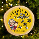 Vous êtes mes petits-enfants rayon de soleil - Cadeau de Noël pour grand-mère, mère et petits-enfants - Ornement en tranche de bois personnalisé