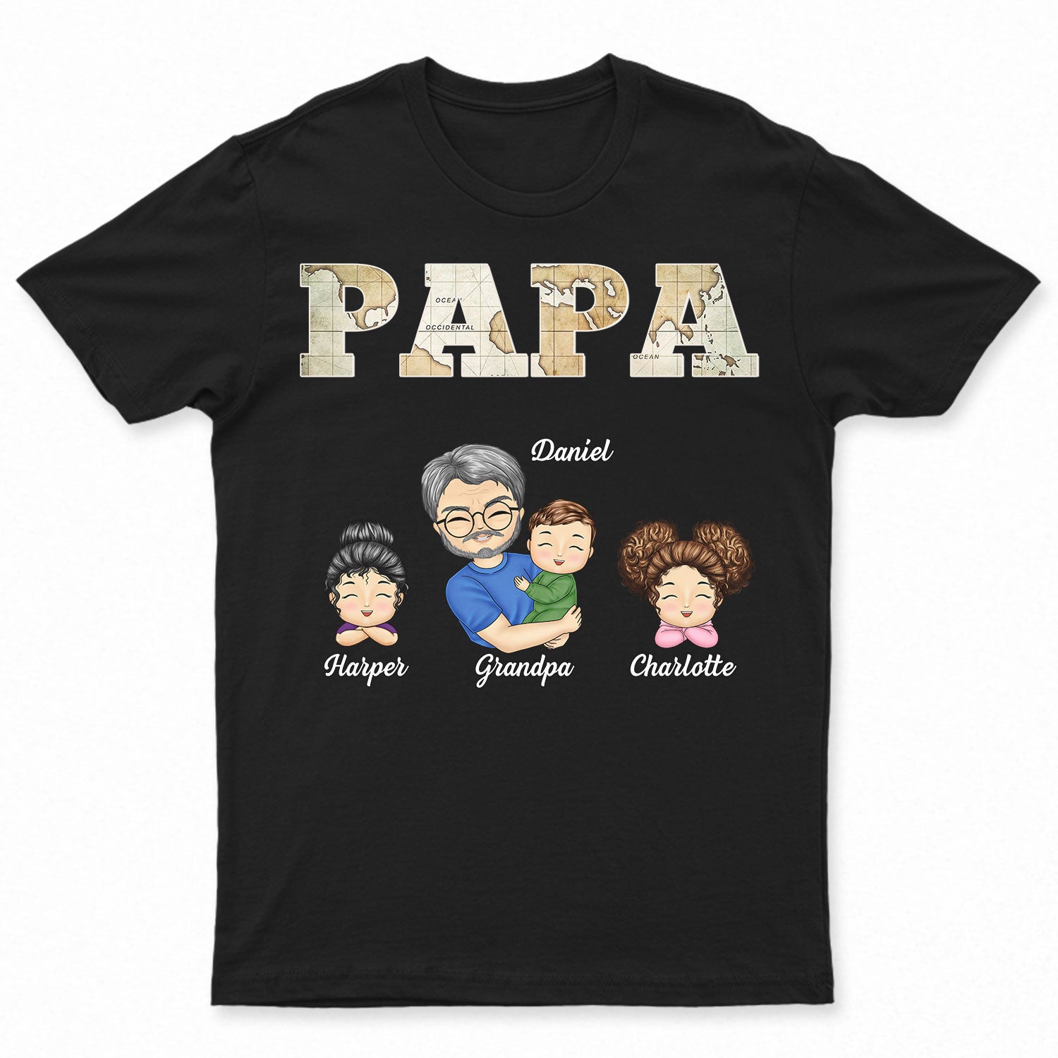 Grandkids Papa Daddy - Gift For Grandpa, Father, Uncle - Personalized T Shirt