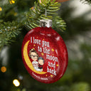 I Love You To The Moon And Back Grandma Mom - Christmas Gift For Grandmother, Mother, Grandkids - Personalized Glitter Plastic Ornament