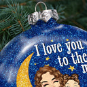 I Love You To The Moon And Back Grandma Mom - Christmas Gift For Grandmother, Mother, Grandkids - Personalized Glitter Plastic Ornament