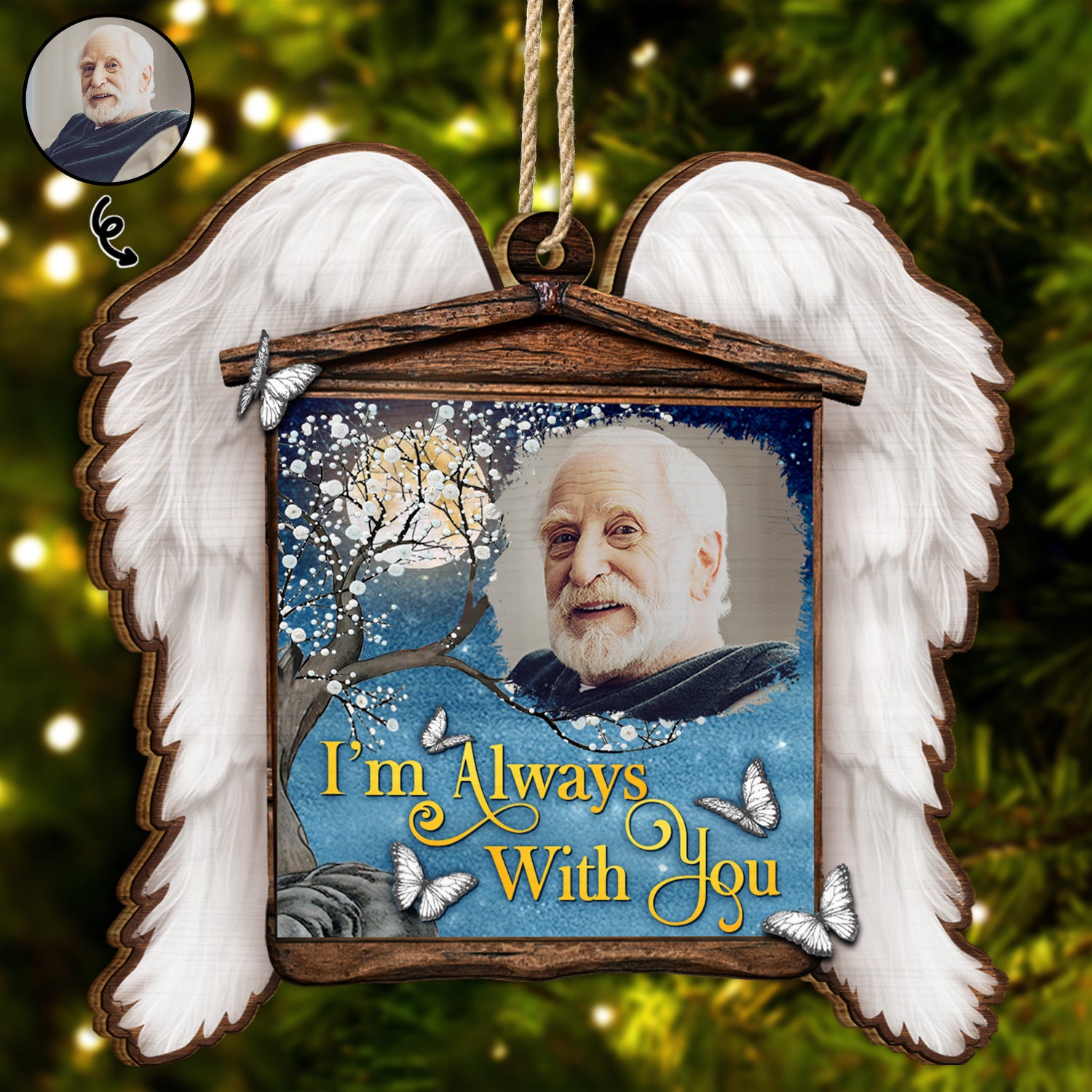Custom Photo I'm Always With You - Christmas Memorial Gift For Family - Personalized Custom Shaped Wooden Ornament
