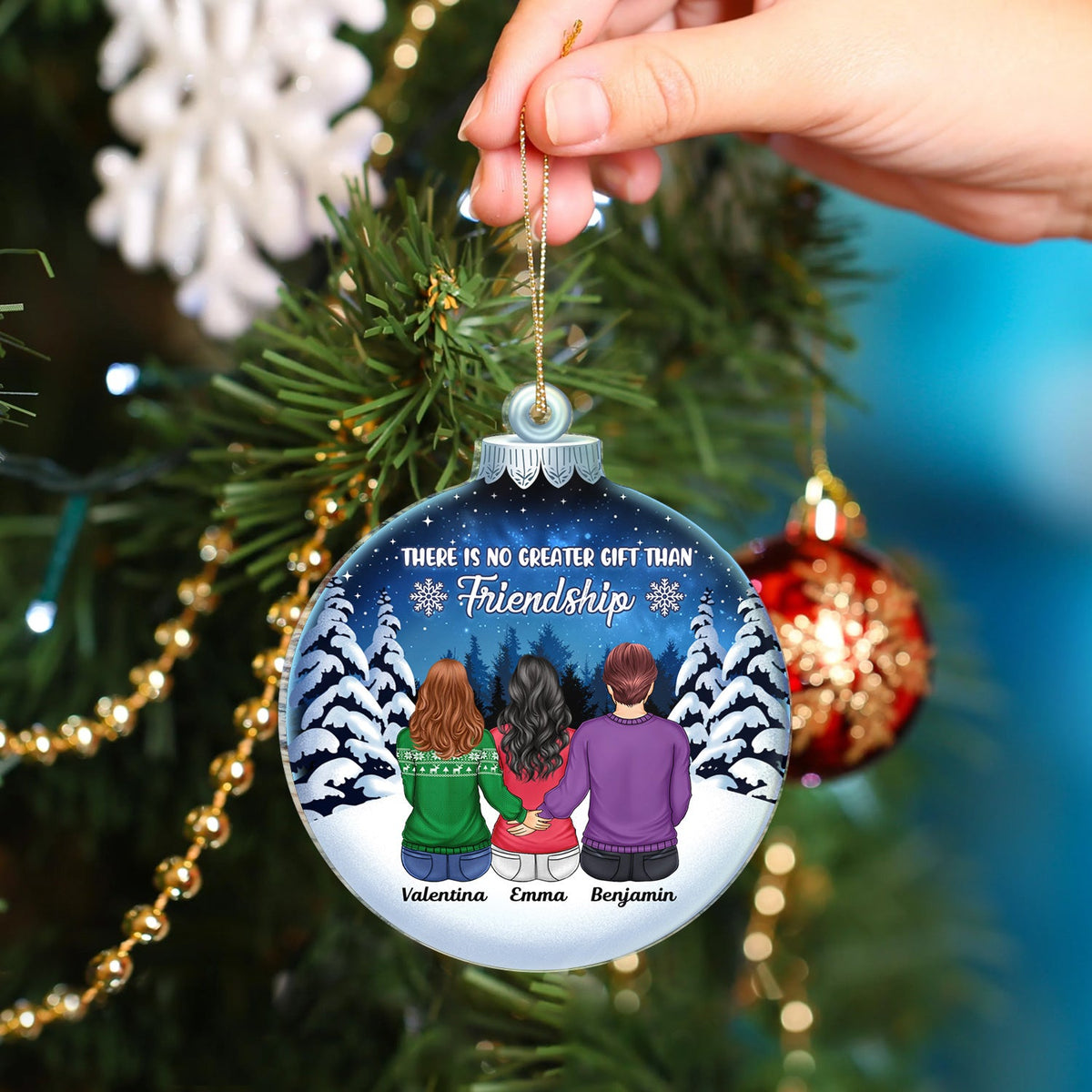 There Is No Greater Gift Than Family - Christmas Memorial Gift For Siblings, Family - Personalized Custom Shaped Acrylic Ornament