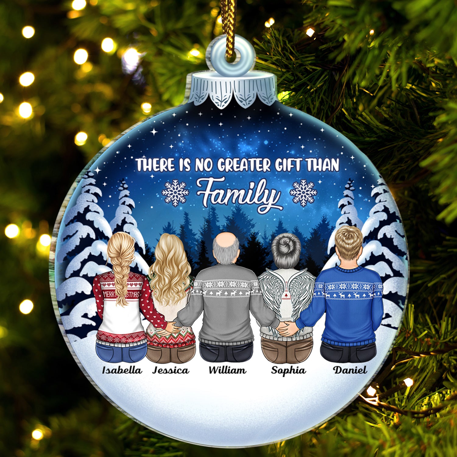 There Is No Greater Gift Than Family - Christmas Memorial Gift For Siblings, Family - Personalized Custom Shaped Acrylic Ornament