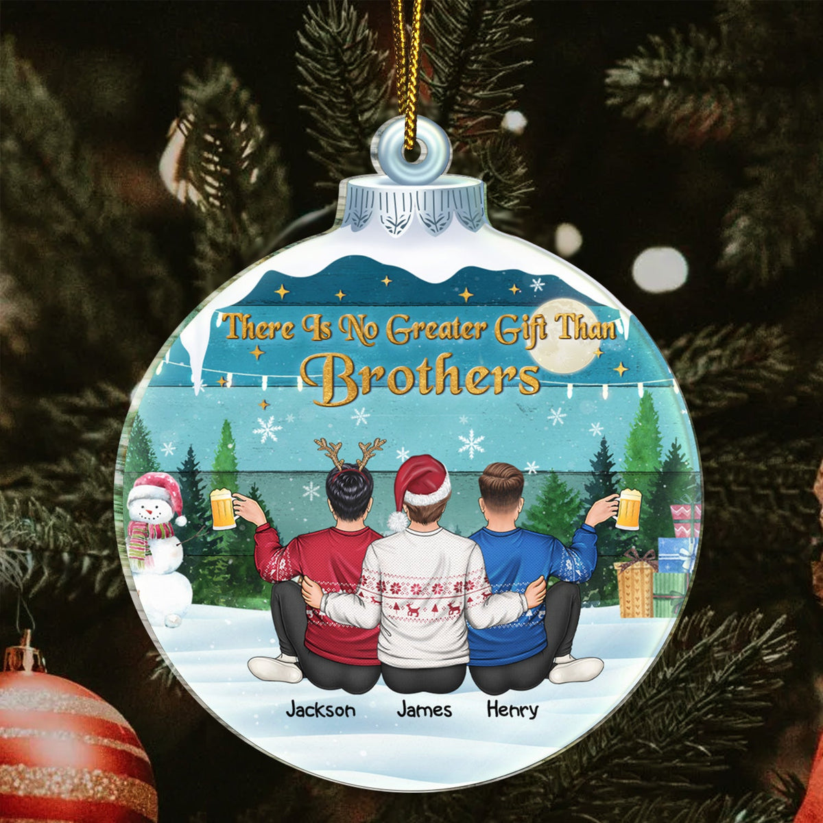 There Is No Greater Gift Than Friendship - Christmas Memorial Gift For Best Friends, Besties, Sisters - Personalized Custom Shaped Acrylic Ornament