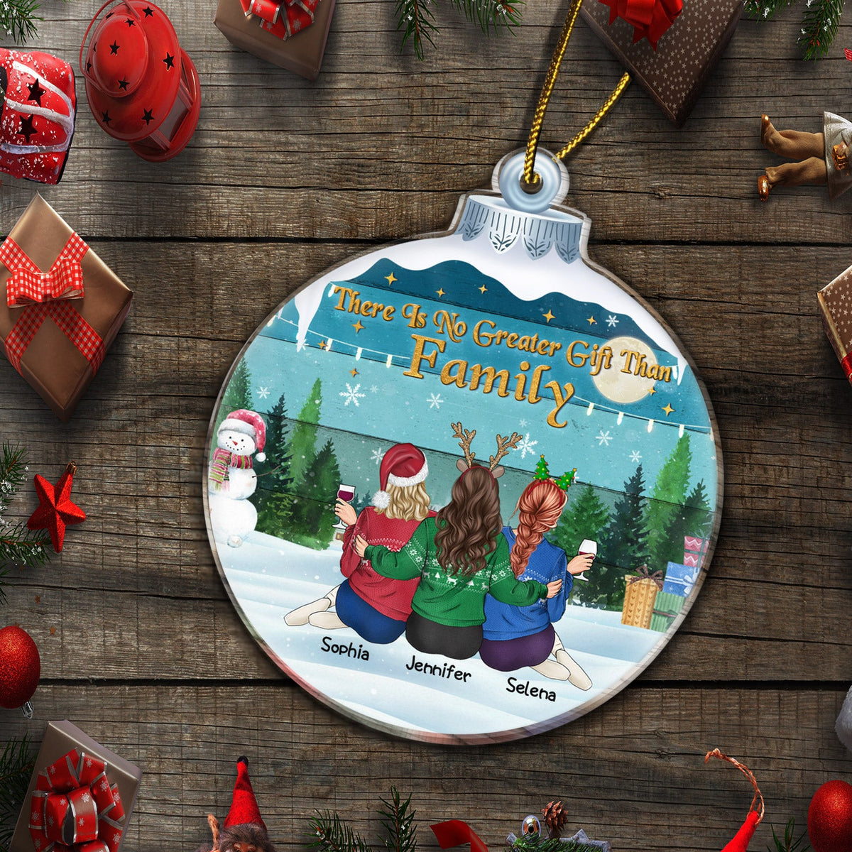 There Is No Greater Gift Than Friendship - Christmas Memorial Gift For Best Friends, Besties, Sisters - Personalized Custom Shaped Acrylic Ornament