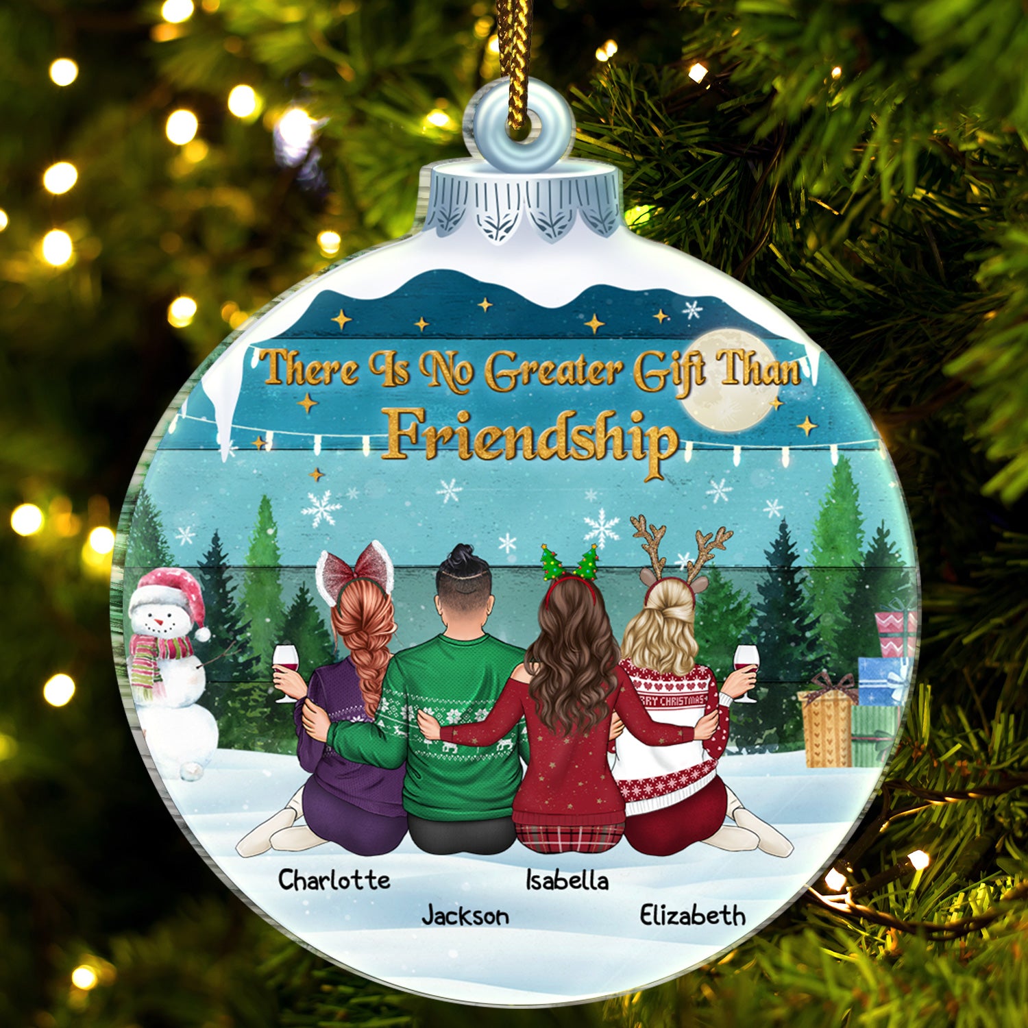 There Is No Greater Gift Than Friendship - Christmas Memorial Gift For Best Friends, Besties, Sisters - Personalized Custom Shaped Acrylic Ornament