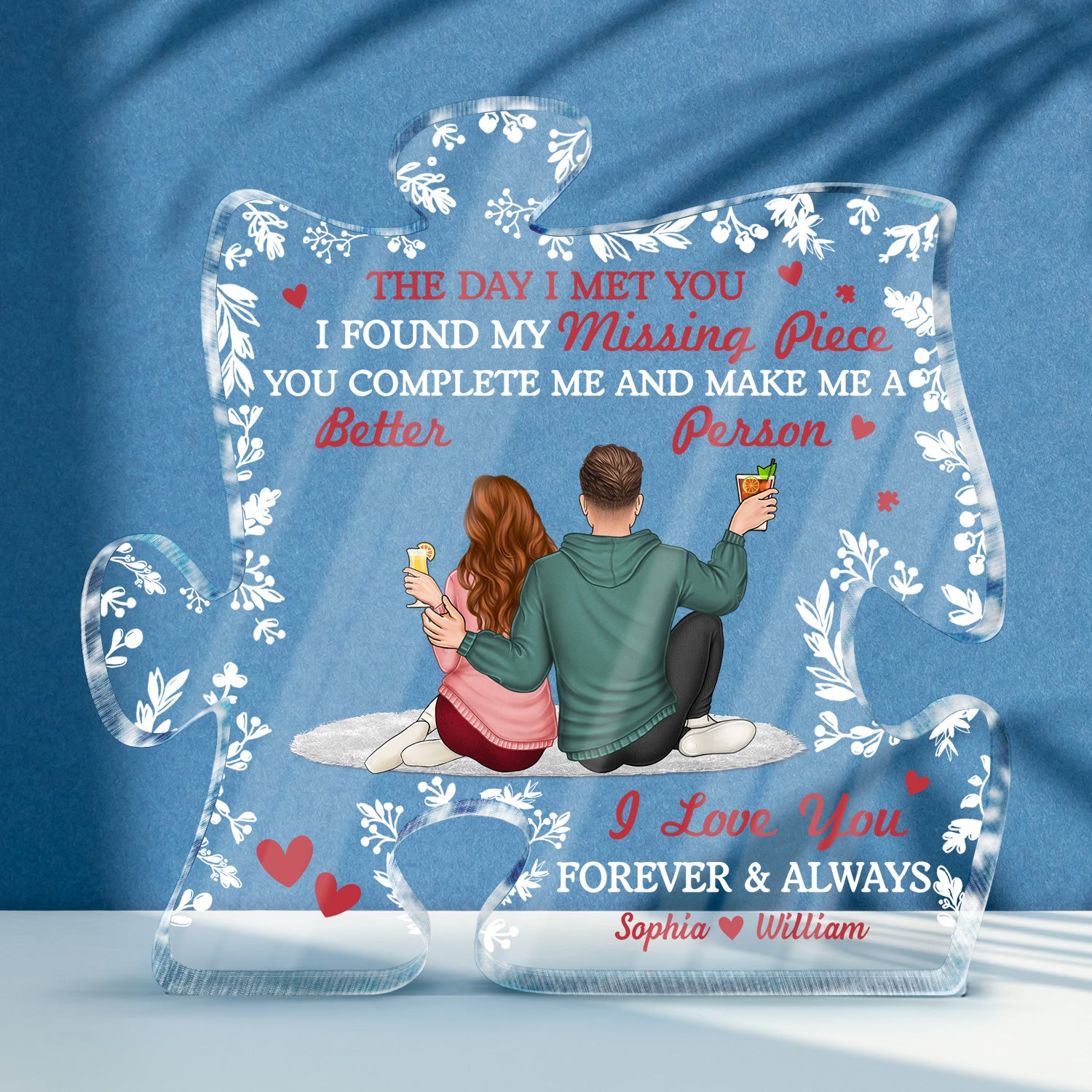 You Complete Me And Make Me A Better Person - Gift For Couple, Spouse, Husband, Wife - Personalized Puzzle Shaped Acrylic Plaque